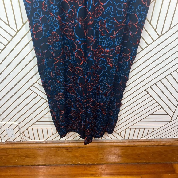 Whistles Outline Floral Jumpsuit Blue Red Button Front Tie Waist Size US 8 - Picture 9 of 11